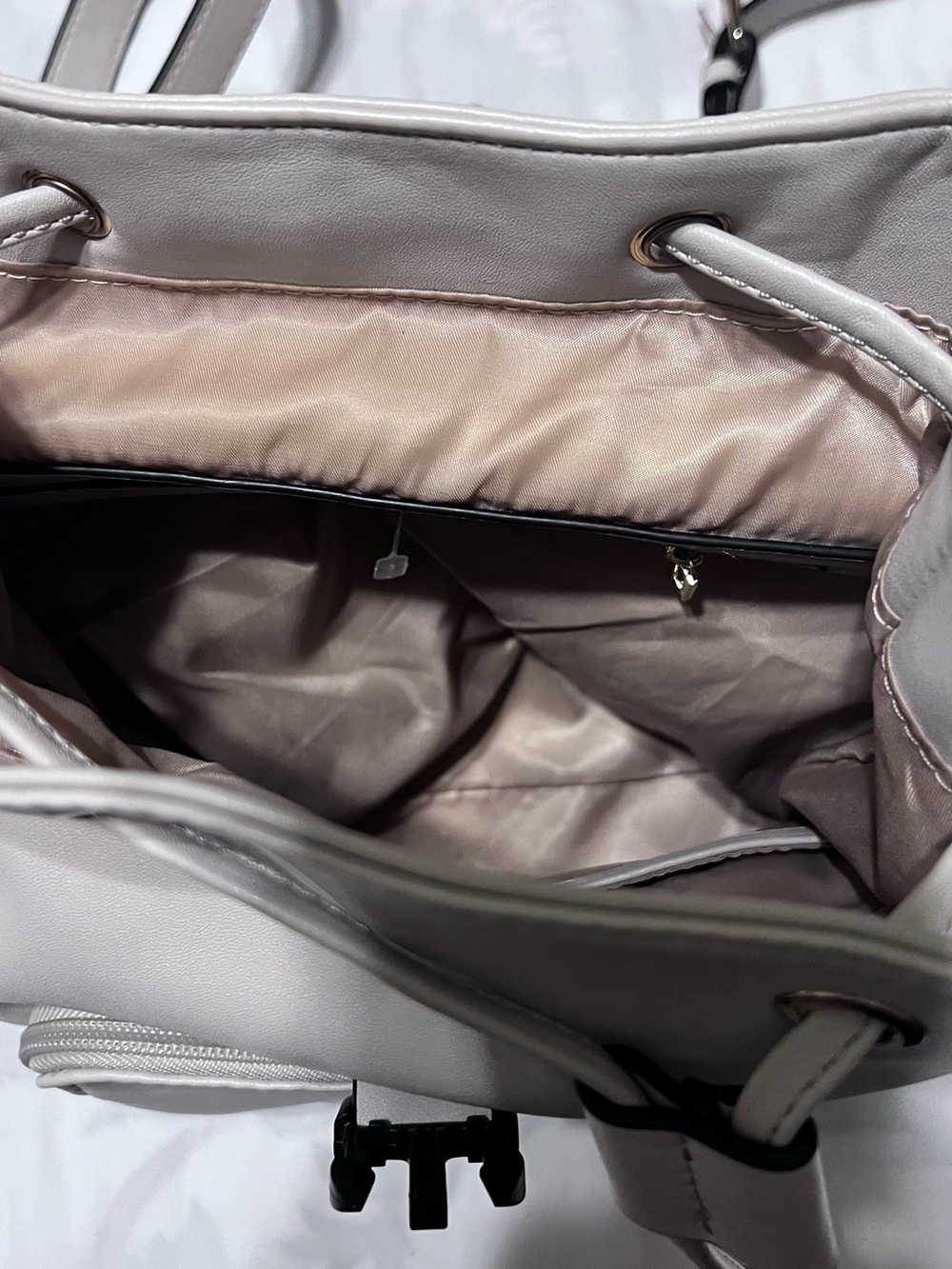 GUESS Light Gray Mini Drawstring Backpack - Picture 2 of 5